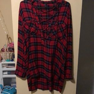 High low plaid shirt